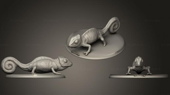 Статуэтки животных (Реалистичный Хамелеон, STKJ_1399) 3D модель для ЧПУ станка